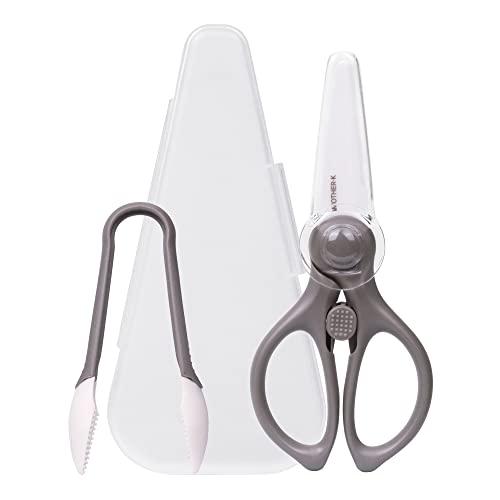 MOTHER-K Portable Ceramic Scissors with Tongs Set