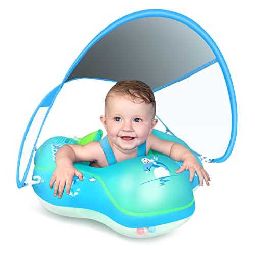 LAYCOL Baby Swimming Float Inflatable Baby Pool Float Ring Newest with Sun Protection Canopy
