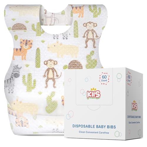 KIIS Disposable Baby Bibs for Baby Boys and Girls - Individually Packaged - Hygienic, Soft and Leakproof