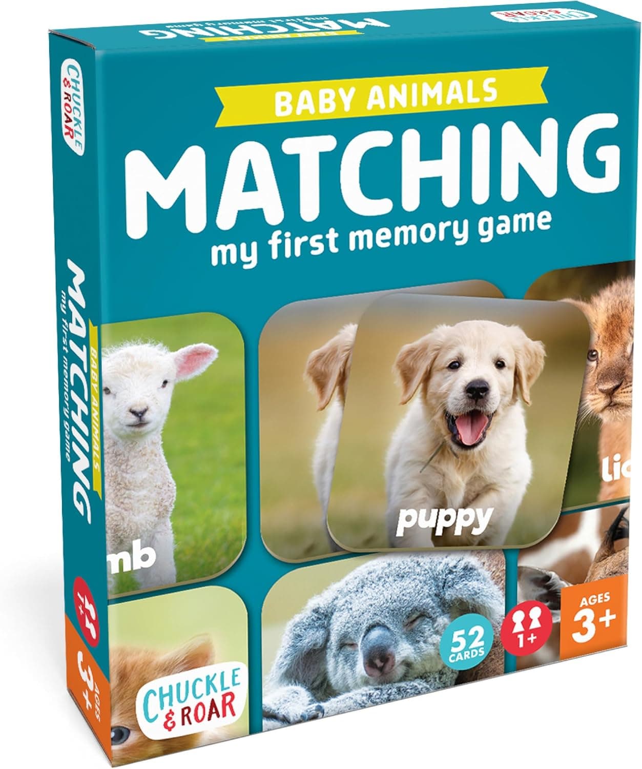 Chuckle & Roar Baby Animals Matching Memory Game for Kids Ages 3+ – Preschool Concentration Board Game for Toddlers, Cute Animal Learning Game