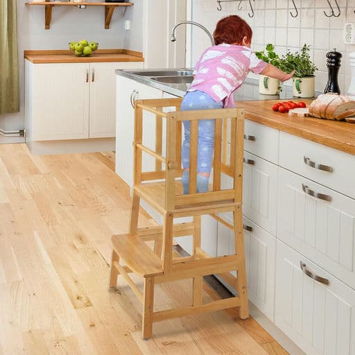 COSYLAND Kids Kitchen Step Stool, Toddler Standing Tower