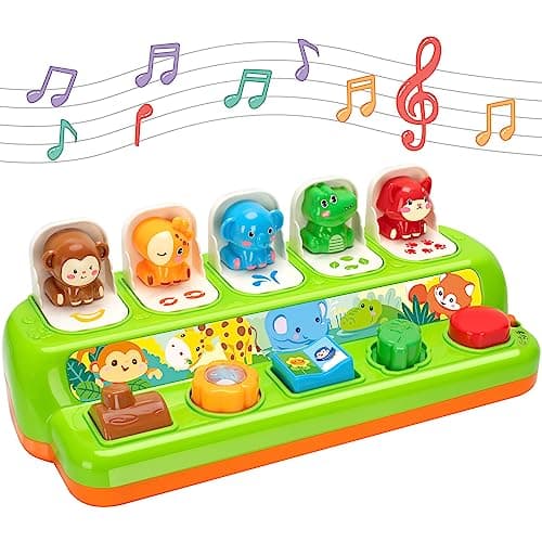 Pop Up Toys for 1 Year Old &12-18 Months Baby, Early Developmental Toys with Music & Sound, Interactive Sensory Toy for Toddlers, Boys & Girls