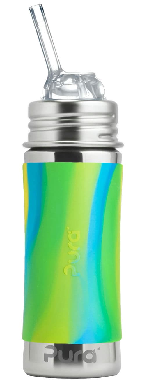 Kiki 11oz Kiddo Straw Bottle Aqua Swirl