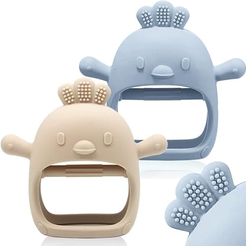 2 Packs Baby Teething Toy Silicone Teething Mitten for Babies