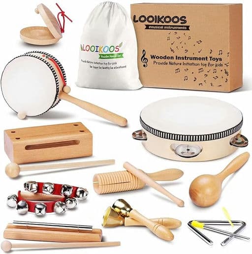 Toddler Musical Instruments Natural Wooden Percussion
