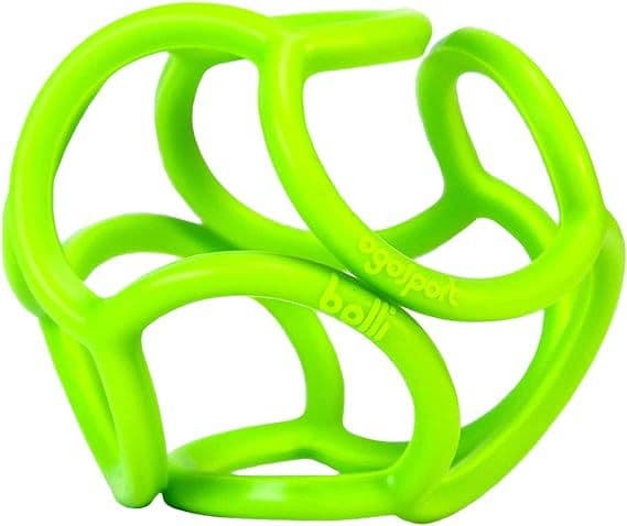 OgoBolli Teething Ring Tactile Sensory Ball Toy for Babies & Kids - Stretchy, Soft Non-Toxic Silicone - Ages 3 Months and up - Green