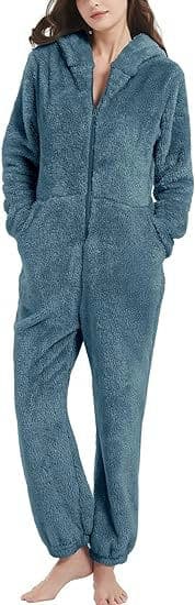Flygo Womens Onesies Pajamas One Piece Hooded Adult Pajama Jumpsuit Winter Fuzzy Sleepwear