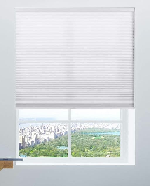 Calyx Interiors Cordless Honeycomb 9/16-Inch Cellular Shade, 34-Inch Width by 60-Inch Height, Light Filtering White