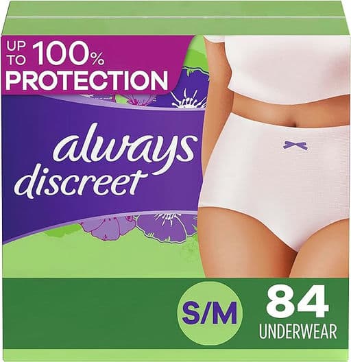 Always Discreet Adult Incontinence Underwear for Women and Postpartum Underwear, Small/Medium