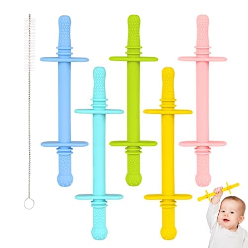 Fu Store Hollow Teether Tube with Safety Shield, Chew Straw Toy
