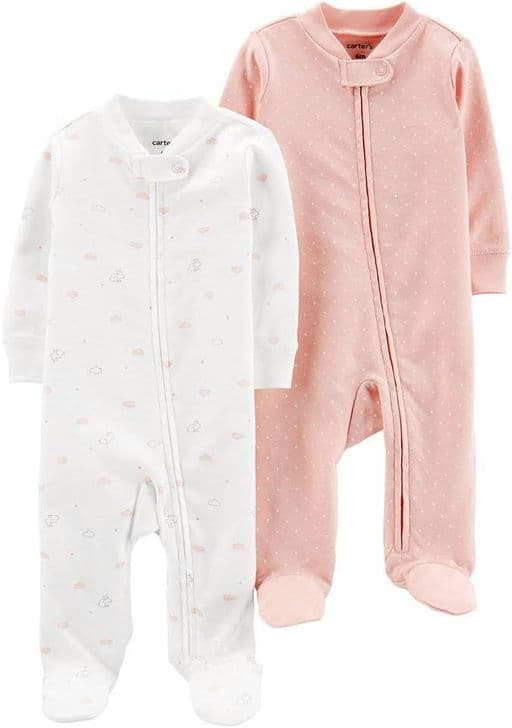 Carter's 2-Pack Zip-Up Cotton Sleep & Plays (3 Months) Pink and White