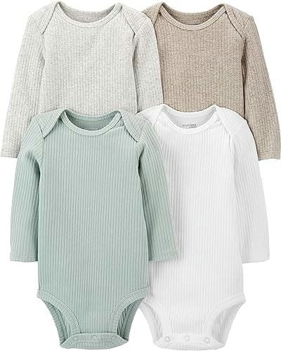 Simple Joys by Carter's Unisex Baby 4-Pack Long-Sleeve Bodysuit