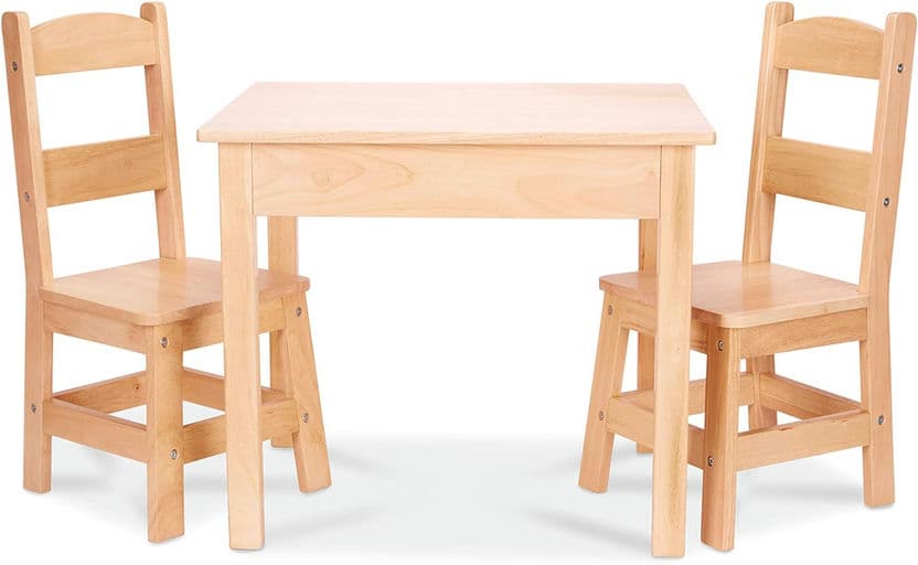 Melissa & Doug Solid Wood Table and 2 Chairs Set