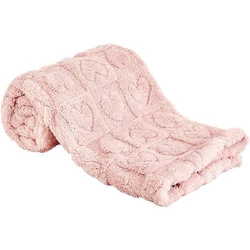 Yurhap Fleece Baby Blanket Heart Checkered Blanket, Ultra Soft Cozy Baby Blankets for Girls Boys, Fluffy Infant Toddler Newborn Receiving Blankets for Crib Stroller 30”×40” (Light Pink)