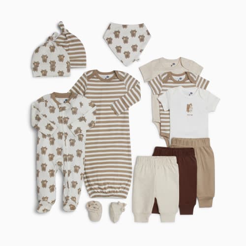 Small Story Layette Essentials Organic Cotton 12-Piece Gift Set - Bear Hugs, 0-3 M
