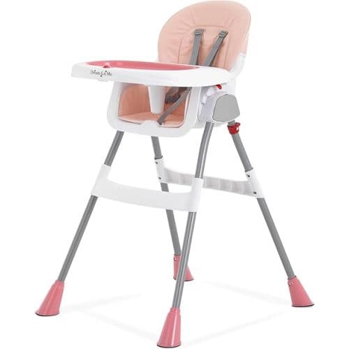 Dream On Me TableTalk 2-in-1 High Chair for Baby & Toddler – Convertible High Chair to Junior Chair, Removable Padded Seat, Dual Dishwasher-Safe Trays, Styrdy Steel Frame, Quick Folding Design – Pink